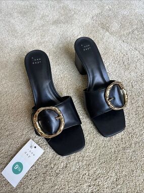 Target Block Heels with Gold Buckle